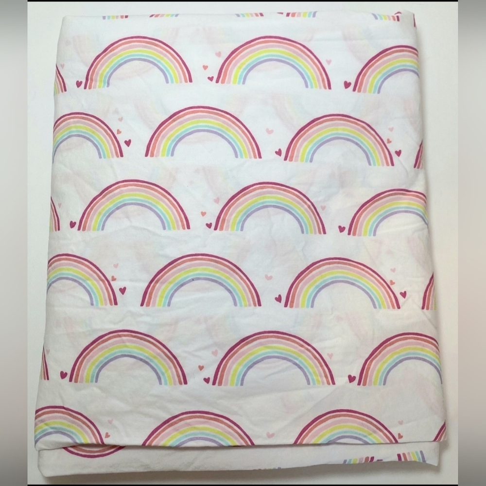 Pottery Barn Kids Rainbow Hearts Bedding Sheet - White and Pink